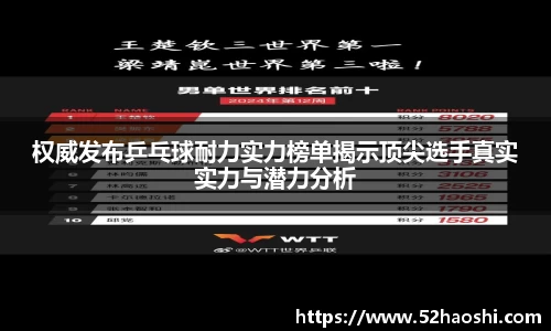 权威发布乒乓球耐力实力榜单揭示顶尖选手真实实力与潜力分析